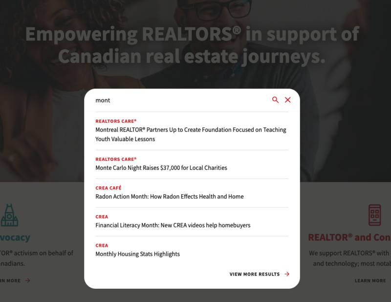 Crea search dropdown