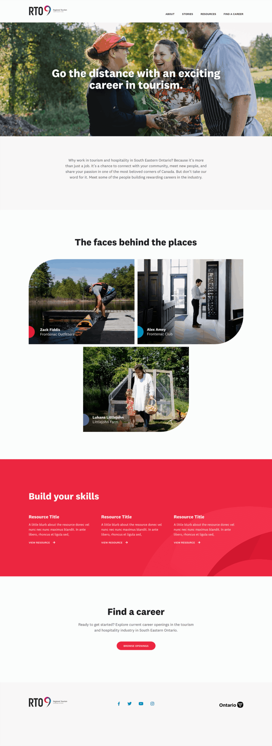 RTO9 homepage featuring “Supporting Tourism Success,” regional map, news highlights, and tourism resources.