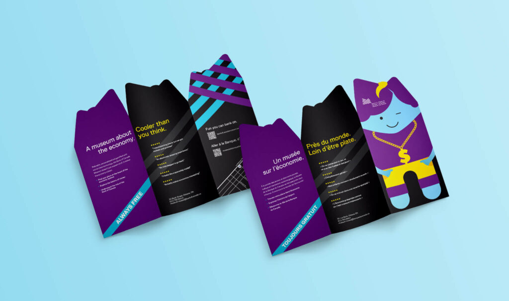 brochures designed by alphabet creative showing the front and rear design